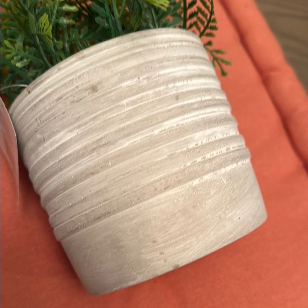 Decorative Greenery in White and Gray Planters